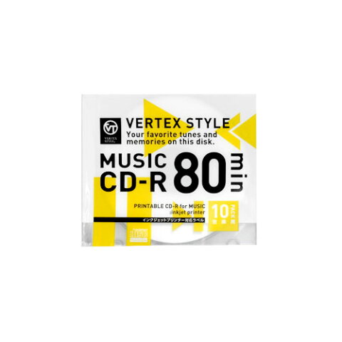 VERTEX CD-R Audio 80分 10P インクジェットプリンタ対応 ホワイト 10CDRA.80VX.WP パソコン ドライブ CD-Rメディア