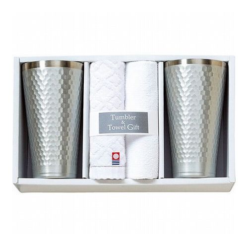 今治 タンブラー&今治産タオルセット タンブラー(φ8×14.5cm・420ml)×2、今治ウォッシュタオル・マイクロファイバークロス×各1 B1136568(代引不可)