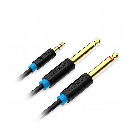 【5本セット】 VENTION 3.5mm Male to 2*6.5mm Male オーディオケーブル 5m ブラック BA-5459X5(代引不..