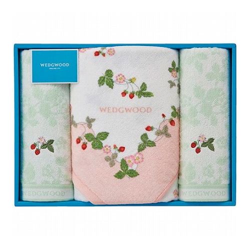 ウェッジウッド ワイルドストロベリー バスタオル&フェイスタオル2P ピンク バスタオル60×120cm、フェイスタオル34×75cm C6049637(代引不可)【送料無料】