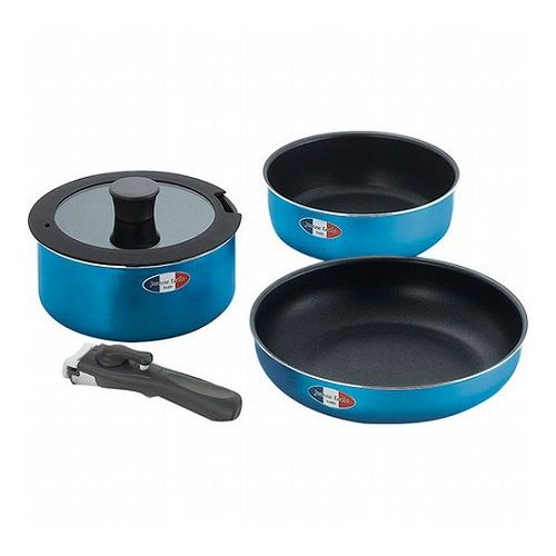 ジャンヌ・エコール 着脱ハンドル鍋3点セット フライパン26cm・ディープパン20cm・ポット20cm(2.8L)・20cm蓋・ハンドル×各1 B1141530(代引不可)【送料無料】