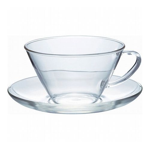 ハリオ 耐熱カップ&ソーサー・ワイド カップφ10.3×6cm、ソーサーφ14cm B1068527(代引不可)