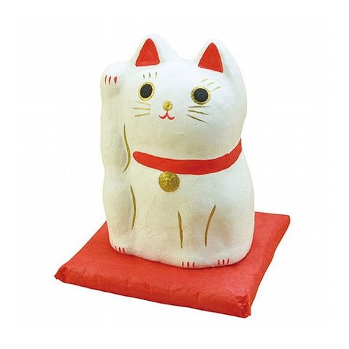 ヤマコー てまひま工房 置き物 はりこーシカ 招き猫 白 yamaco89597(代引不可)