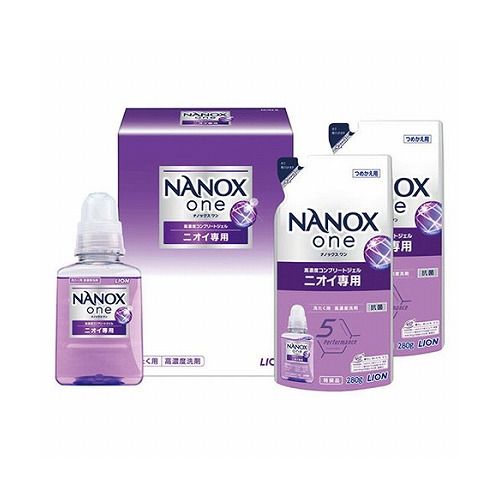 ライオンNANOXoneセット商品特徴ライオンNANOXoneセットニオイ専用(380g)×1、ニオイ専用詰め替え(280g)×2商品仕様メーカー型番:NON-B内容物:NANOXoneニオイ専用(380g)×1、NANOXoneニオイ専用詰め替え(280g)×2生産国:日本箱サイズ:約82×141×232mm箱入重量:約1kg梱包形態:化粧箱【代引きについて】こちらの商品は、代引きでの出荷は受け付けておりません。【送料について】北海道、沖縄、離島は送料を頂きます。