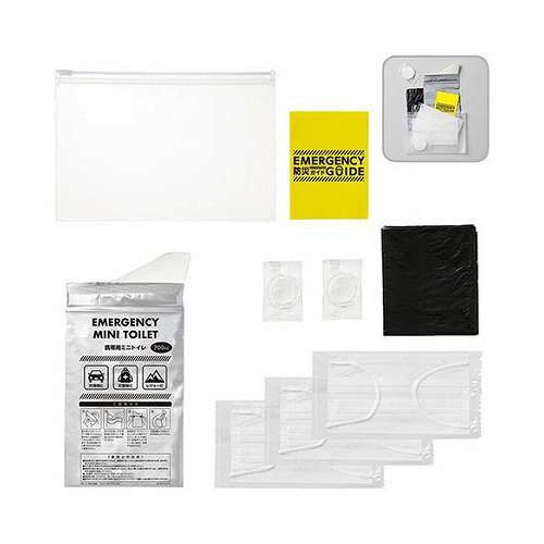 【5セット】 防災衛生6点セット ポーチタイプ ポーチ(150×220mm)・携帯トイレ・ごみ袋・防災ガイド×各1..