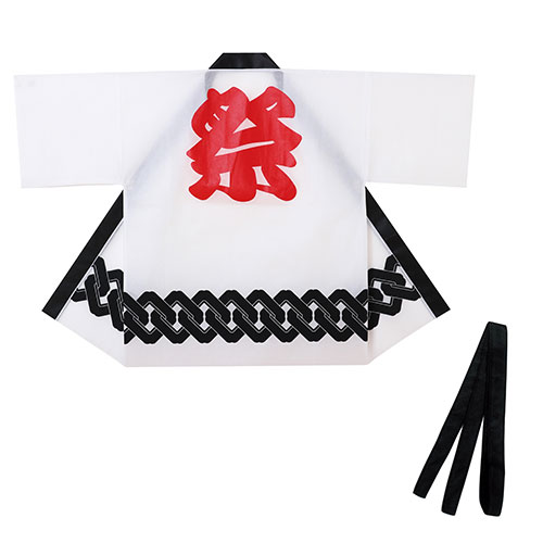 ARTEC カラー不織布ハッピ(法被) 祭 L 吉原つなぎ柄(ホワイト) ATC18685(代引不可)