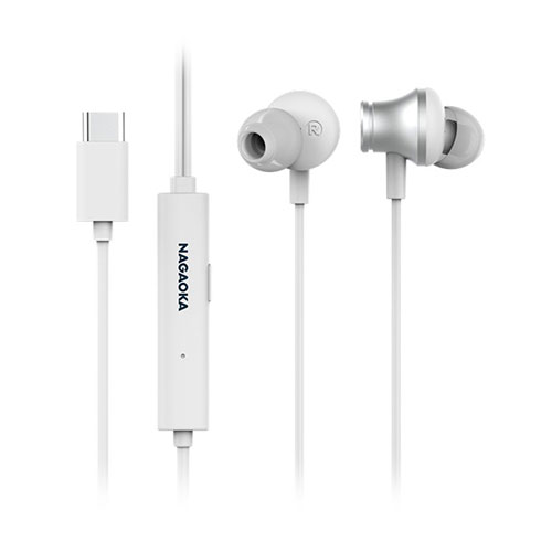NAGAOKA ANC機能搭載TYPE-Cイヤホン アクティブノイズキャンセリング 最先端のデジタル処理で騒音を軽減 シルバー NTYPEC02SV(代引不可)【送料無料】