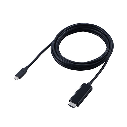 【商品説明】■HDMI(R)ポート搭載のディスプレイなどに映像を出力できる変換ケーブルです。USBType-C(TM)ポート搭載スマートフォンなどの映像信号を、HDMIポート搭載ディスプレイなどに映像を出力することができ、画面複製と画面拡張に対応しています。■※HDMIプラグからUSBType-Cプラグへの変換はできません。■※音声出力に対応しています。■※映像が正しく表示されない場合は、接続先のディスプレイなどの電源ON/OFFや各接続コネクターの抜き挿しをお試しください。■※環境、機器により正常に動作しない場合があります。■※すべての機器での動作を保証するものではありません。■※本製品で映像出力を行う際は、出力機器がDisplayPort(TM)AltMode対応であることをご確認ください。■※NINTENDOSWITCH(TM)には対応していません。■配線しやすくクセが残りにくい、やわらかケーブルを採用しています。■接続した複数台のディスプレイを1つの画面として表示する画面拡張と、出力側のディスプレイと同じ画面を表示する画面複製に対応しています。■※接続する機器が、画面複製・画面拡張に対応している必要があります。■※スマートフォン・タブレットの機種によっては画面拡張に対応していない場合があります。■最大4K(3840×2160px)/60Hzの解像度に対応しています。■著作権保護技術のHDCP1.4/HDCP2.2に対応しています。■本製品はIC搭載のアクティブタイプです。■プラグ部分には、シールド効果が高く、外部ノイズの影響を受けにくい金属シェル構造を採用しています。■外部ノイズの干渉を受けにくい3重シールドケーブルを採用しています。■サビなどに強く信号劣化を抑える金メッキピンを採用しています。■ドライバー不要で、機器同士を接続するだけで使用可能です。■※USBType-CandUSB-CaretrademarksofUSBImplementersForum.■EUの「RoHS指令(電気・電子機器に対する特定有害物質の使用制限)」に適合(10物質)した、環境にやさしい製品です。■自社環境認定基準を1つ以上満たし、『THINKECOLOGY』マークを表示した製品です。■環境保全に取り組み、製品の包装容器におけるプラスチック重量を、社内基準製品より20%以上削減した製品です。■環境保全に取り組み、製品の包装容器が紙・ダンボール・ポリ袋のみで構成されている製品です。【仕様】■コネクター形状1:USBType-C(TM)プラグ■コネクター形状2:HDMI(R)プラグ(タイプA・19ピン)■対応機器:USBType-Cプラグ側:DisplayPort(TM)AltMode対応USBType-Cポート搭載のスマートフォン・タブレットおよびパソコンなど■対応機器:HDMIプラグ側:HDMIポート搭載のディスプレイ・プロジェクターなど■対応解像度:最大4K(3840×2160px)/60Hz■ケーブルタイプ:やわらかタイプ■ケーブル長:約3m※コネクター含まず■ケーブル太さ:約4.3mm■カラー:ブラック■パッケージ形態:紙箱■環境配慮事項:EURoHS指令適合(10物質)、THINKECOLOGYマーク【代引きについて】こちらの商品は、代引きでの出荷は受け付けておりません。【送料について】北海道、沖縄、離島は送料を頂きます。
