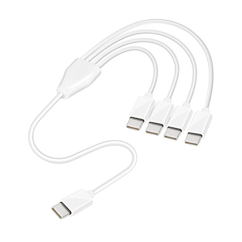 日本トラストテクノロジー 4 in 1 USB Type-C分岐ケーブル50cm 最大4台同時充電 ホワイト JT-4IN1CC05-WH(代引不可)(2.0)