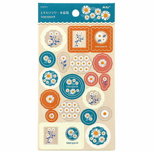 ARTEC シートシール レトロフラワー 木春菊 手帳やラッピングに心くすぐるレトロフラワーシール ATC74703(代引不可)(3)