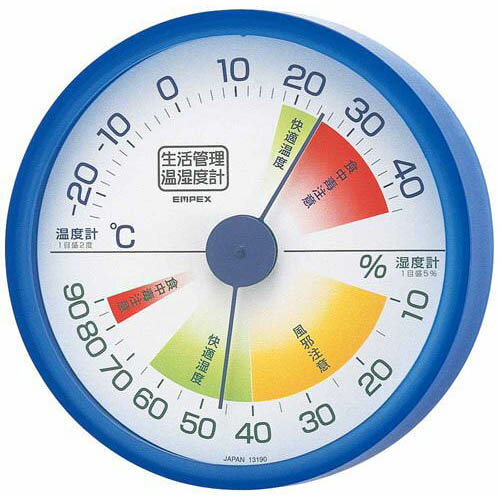 EMPEX 生活管理 温度・湿度計 壁掛用 TM-2416 クリアブルー EMPEX 生活管理 温度・湿度計 壁掛用 TM-2416 クリアブルー