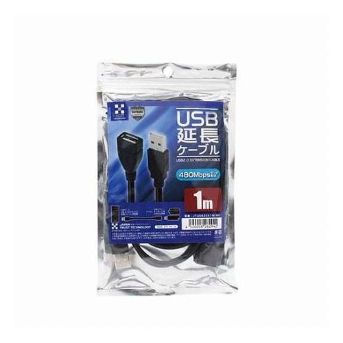 Rakuten - 【10本セット】 日本トラストテクノロジー USB2.0 延長ケーブル 転送速度最大5Gbps対応 1m ブラック JTUSB2EX1M-BKX10(代引不可)【送料無料】