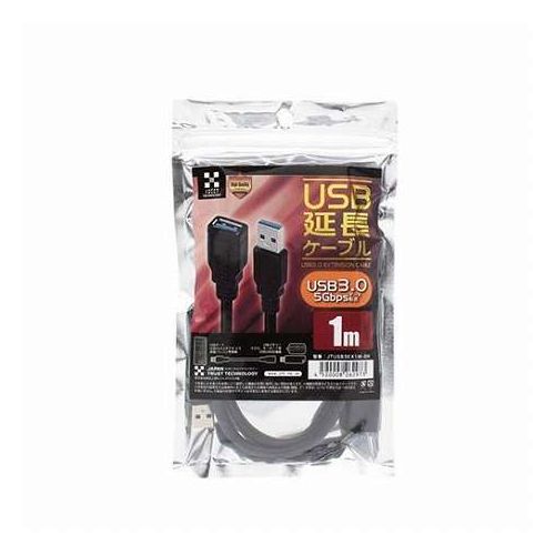 【5本セット】 日本トラストテクノロジー USB3.0 延長ケーブル 転送速度最大5Gbps対応 1m ブラック JTUSB3EX1M-BKX5(代引不可)【送料無料】