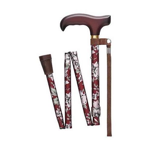 フジホーム スタンダードステッキ(杖) ベーシック 折りたたみタイプ Sサイズ 始めの一本に最適 花柄赤 WB3722(代引不可)【送料無料】