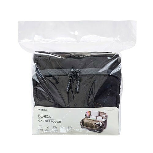 エレコム キルティング ガジェットポーチ スタンドタイプ ブラック BMA-QTGPSBK(代引不可)【送料無料】 rcmd-37096575 リコメン堂 サンプル画像2