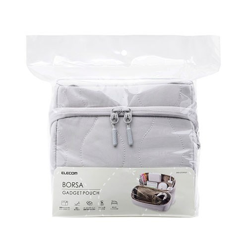 エレコム キルティング ガジェットポーチ スタンドタイプ グレー BMA-QTGPSGY(代引不可)【送料無料】 rcmd-37096597 リコメン堂 サンプル画像2