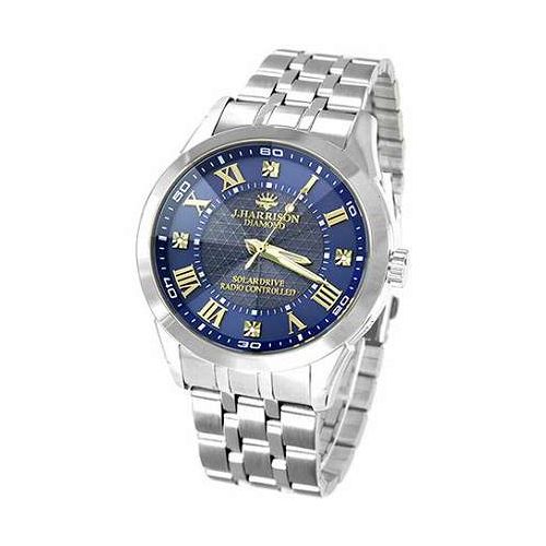 SEIKO - J.HARRISON メンズウォッチ 4石天然ダイヤモンド付・ソーラー光発電電波紳士用時計 ネイビー J.H-082A-MMV【送料無料】