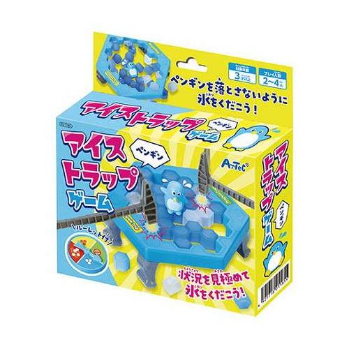 ペンギンを守れドキドキの氷ブロック崩しゲームルーレットを回して、出た目の内容に従って氷ブロックを順番に崩していくドキドキのバランスゲームです。ペンギンを落とさないように慎重にブロックを選びましょう。運と判断力が試されるハラハラ展開!家族や友達と盛り上がること間違いなし!子どもから大人まで楽しめる定番のパーティーゲームです。セット内容:土台×1、あし×4、ブロック(青)×19、ブロック(白)×19、ハンマー×2、シール×1、ルーレット土台×1、ルーレット針×1、ペンギン×1商品サイズ:本体…95×110×35mm、ハンマー…約90mm材質:PP、PS梱包形態:箱入り生産国:中国保証期間:初期不良対応【送料について】北海道、沖縄、離島は送料を頂きます。