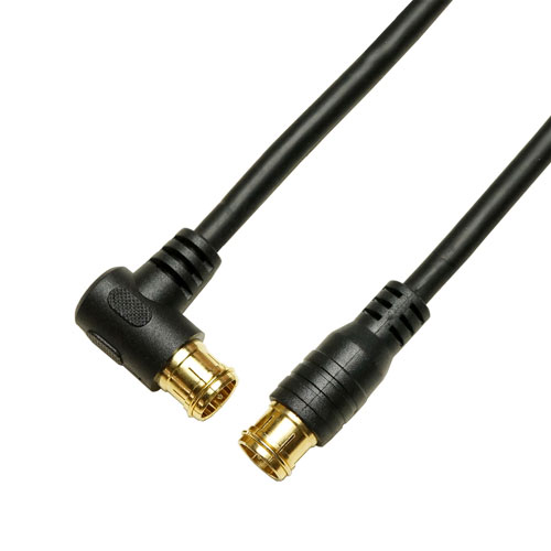 HORIC アンテナケーブル 1m ブラック 両側F型差込式コネクタ L字/ストレートタイプ...