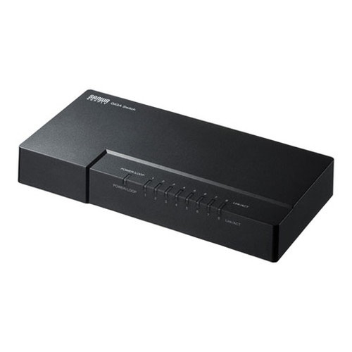 8 Port - サンワサプライ ギガビット対応 スイッチングハブ(8ポート・マグネット付き) ハブ インターネット 接続 分岐 LAN-GIGAP802BK(代引不可)【送料無料】