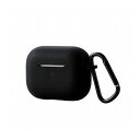 エレコム AirPods Pro対応アクセサリ シリコンケース コネクタキャップ カラビナ付 ブラック AVA-AP2SCBK(代引不可)(2)