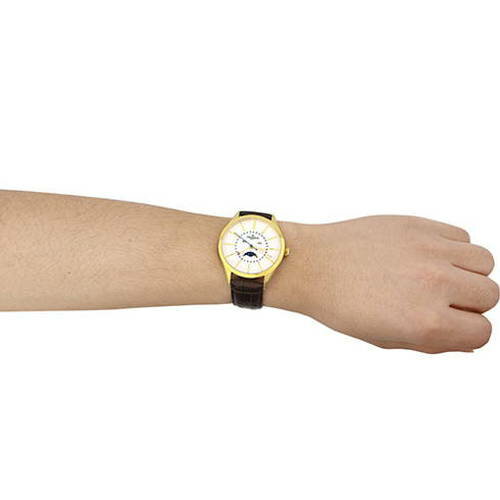 GRANDEUR グランドールプラス クラシカヴィンテージなムーンフェイスメンズ革ベルトウォッチ GRP011G1(代引不可)【送料無料】