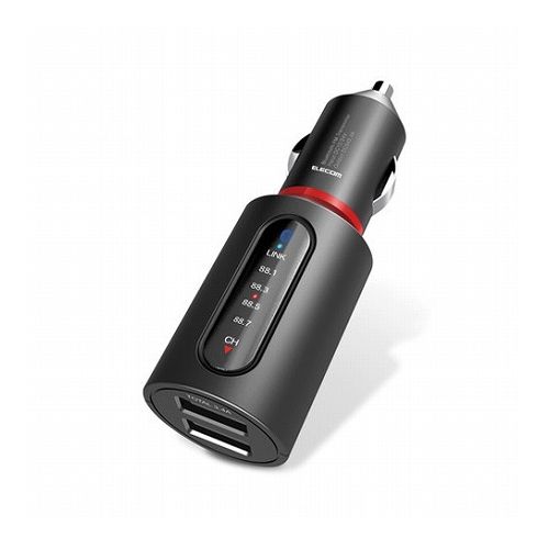 エレコム FMトランスミッター Bluetooth USB2ポート付 3.4A おまかせ充電 4チャンネル ブラック LAT-FMBT04BK(代引不可)【送料無料】