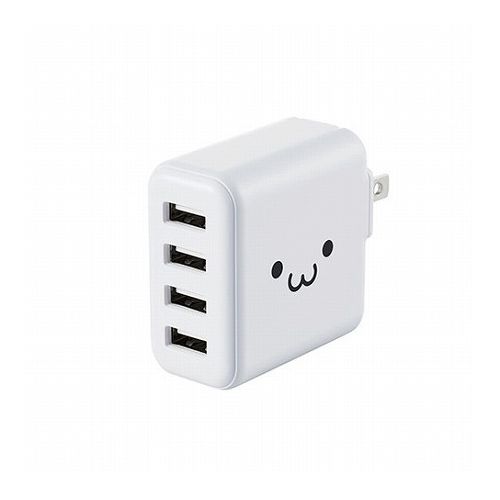 エレコム AC充電器/スマホ・タブレット用/4.8A出力/USB-Aメス4ポート/おまかせ充電搭載/ホワイトフェイス MPA-ACU13WF(代引不可)