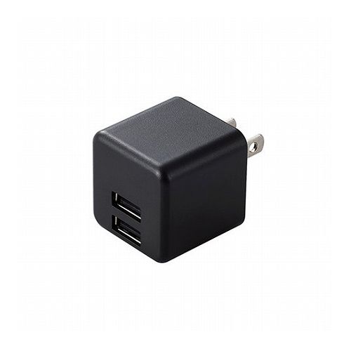 エレコム AC充電器/スマホ・タブレット用/2.4A出力/USB-Aメス2ポート/おまかせ充電搭載/キューブ型/ブラック MPA-ACU11BK(代引不可)