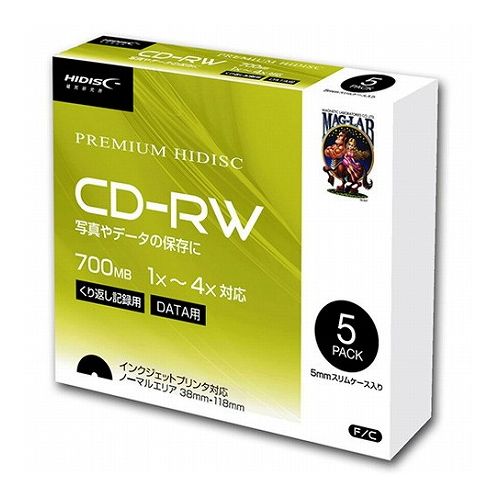 20個セット HIDISC データ用 CD-RW 1-4倍速5mmスリムケース入り5枚パック HDCRW80YP5SCX20