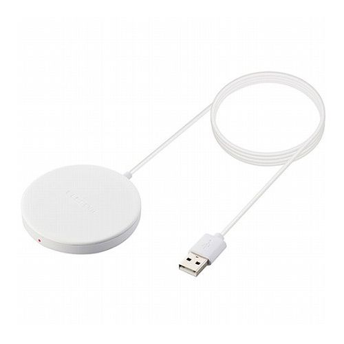 エレコム ワイヤレス充電器 5W マグネット内蔵 卓上 ケーブル一体型 iPhone Airpods 1m ホワイト W-MA01WH(代引不可)【メール便配送】【送料無料】