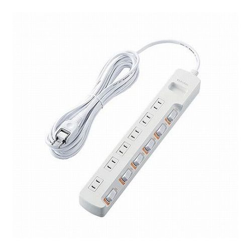 OA连接线, 电源线 - 5個セットエレコム 省エネタップ/無灯個別スイッチ/雷ガード付/6個口/5m/ホワイト T-K5B-2650WHX5(代引不可)【送料無料】