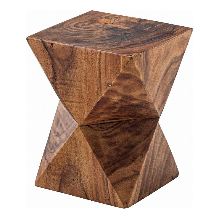 ウッドスツール 幅33×奥行33×高さ42 天然木 モンキーポッド ラッカー塗装(代引不可)【送料無料】