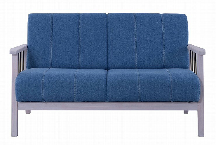 ソファ 2人掛 幅138×奥行69×高さ81 座面高43 天然木 ラッカー塗装 ウィービングベルト アイアン コットン(代引不可)【送料無料】 [3]