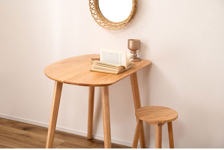 ダイニングテーブル 幅83cm 天然木 コーナー 組み立て式 丸み 木製 リビングテーブル リビング ダイニング リモートワーク 在宅ワーク デスク テーブル 机 おしゃれ かわいい 北欧(代引不可)【送料無料】 [2]