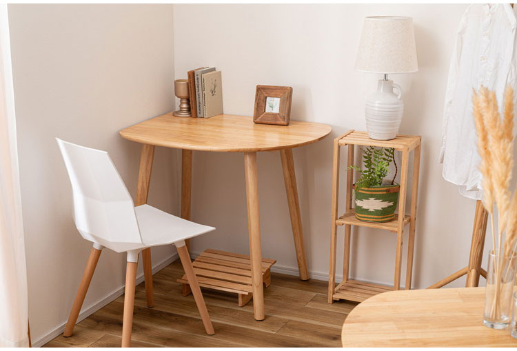 ダイニングテーブル 幅83cm 天然木 コーナー 組み立て式 丸み 木製 リビングテーブル リビング ダイニング リモートワーク 在宅ワーク デスク テーブル 机 おしゃれ かわいい 北欧(代引不可)【送料無料】 [3]