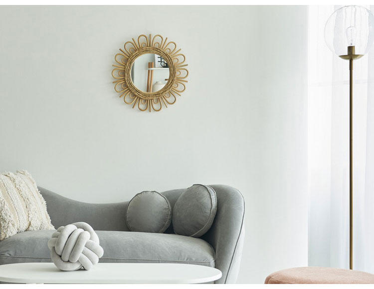 ラタンミラー ミラー 鏡 姿見 壁掛け ウォールミラー スタンド 丸型 円型 ラタン 籐 シンプル おしゃれ ナチュラル インテリア 省スペース 新生活 一人暮らし(代引不可)【送料無料】