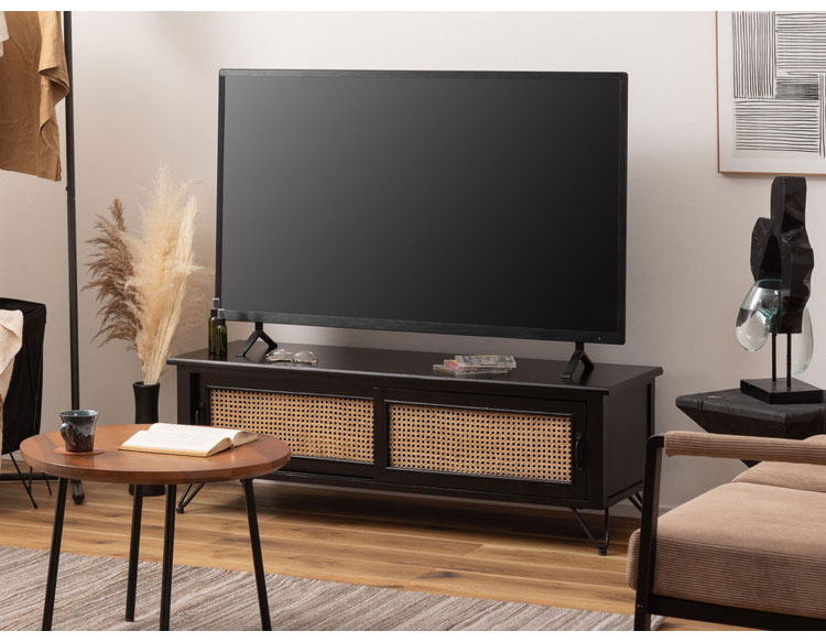 TVボード テレビボード TVボード ローボード 収納 AVラック ラタン 籐 ミンディ ナチュラル 木製 天然木 ブラック ベージュ おしゃれ メンズライク 北欧 韓国 インテリア おしゃれ 新生活(代引不可)【送料無料】