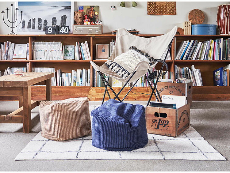 クッション ビーズクッション ミニビーズクッション コーデュロイ キューブ型 四角 カバーロング ダブルファスナー マイクロビーズ 持ち運び 軽い コンパクト シンプル ナチュラル(代引不可)【送料無料】 [2]