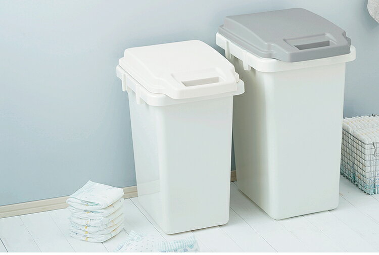 ゴミ箱 ダストボックス 抗菌ペール 抗菌 防臭 防汚加工 パッキン付き キッチン 連結可能 ロック付き シンプル 菌に強い 33L 分別 ホワイト グレー(代引不可)【送料無料】