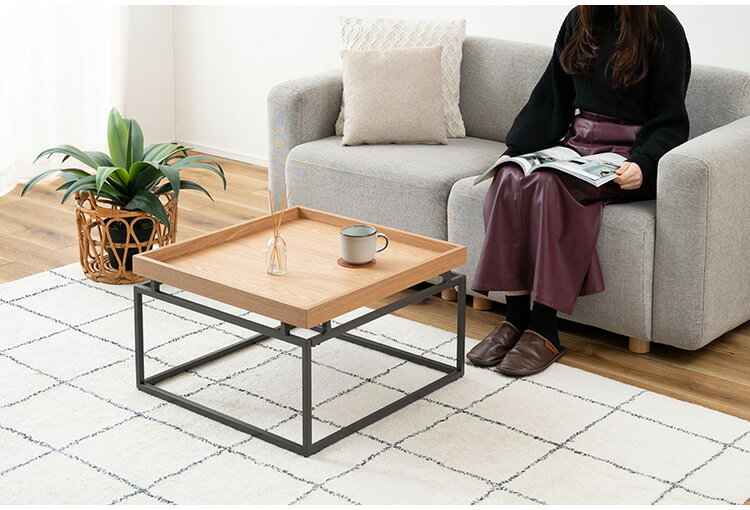 リビングテーブル PT-784 東谷 テーブル センターテーブル リビングテーブル ローテーブル ソファテーブル リビング おしゃれ コーヒーテーブル 天然木 シンプル スチール脚 アイアン シック(代引不可)【送料無料】 [2]