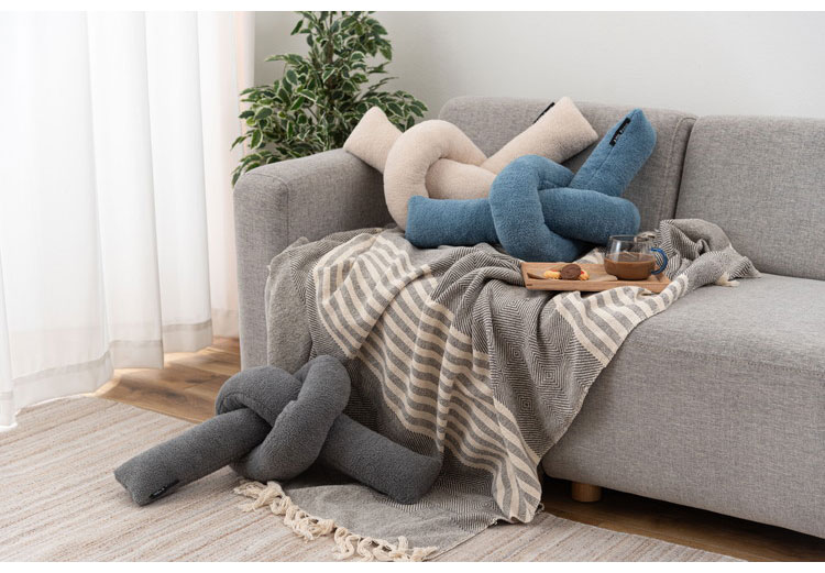 ロープクッション クッション 韓国 おしゃれ かわいい フロアクッション 結び目 ロープ インテリア 雑貨 北欧 柔らかい ベージュ ブルー グレー(代引不可)【送料無料】