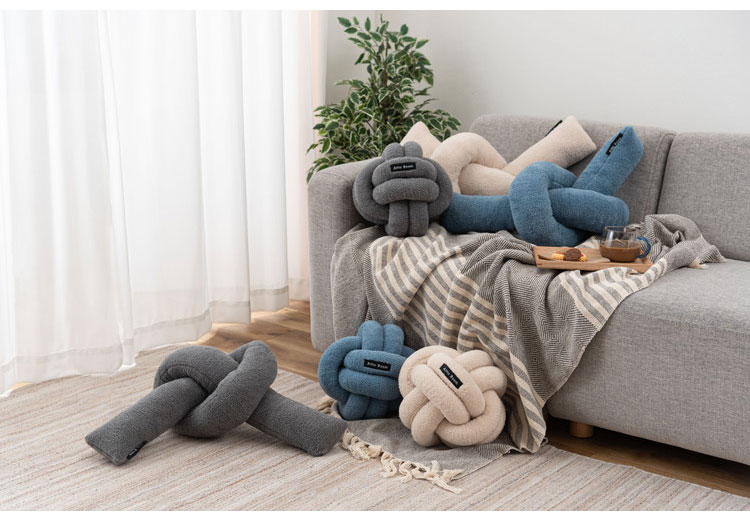 ロープクッション クッション 韓国 おしゃれ かわいい フロアクッション 結び目 ロープ インテリア 雑貨 北欧 柔らかい ベージュ ブルー グレー(代引不可)【送料無料】 [2]
