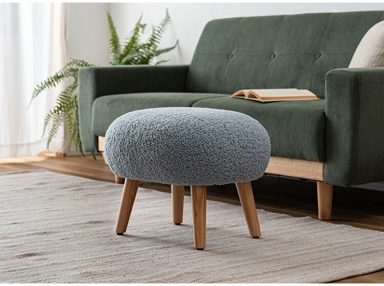 スツール MYS-602 東谷 スツール 丸椅子 ラウンド 腰掛 イス オットマン ブークレ生地 天然木 円形 チェア 簡易椅子 アームレス 肘無し 背もたれなし 木脚 ファブリック おしゃれ かわいい 来客(代引不可)【送料無料】 [3]