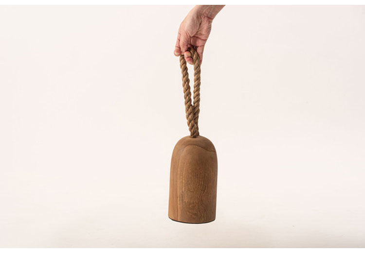 ドアストッパー おしゃれ 木製 天然木 チーク ココナッツファイバー 室内用 円形 丸 シンプル モダン コンパクト(代引不可)【送料無料】