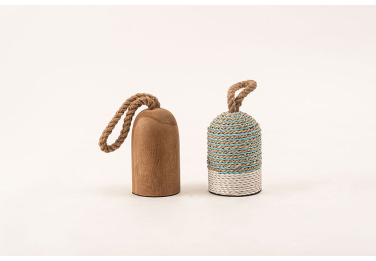 ドアストッパー おしゃれ 木製 天然木 チーク ココナッツファイバー 室内用 円形 丸 シンプル モダン コンパクト(代引不可)【送料無料】 [2]