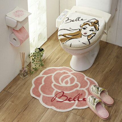 Disney ディズニー 美女と野獣 ベル トイレ蓋カバー トイレフタカバー マット スリッパ トイレカバー キャラクター(代引不可)【送料無料】のサムネイル