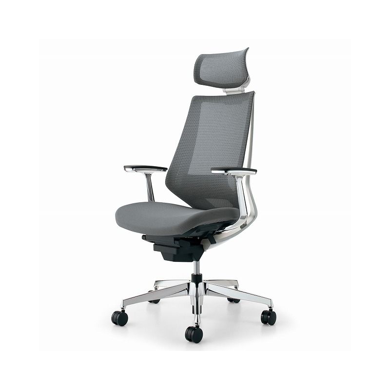 コクヨ オフィスチェア デュオラ CR-GA3065E1KZE3-W ヘッドレスト付 アルミ肘 カーペット用 【配送・組立・設置込】(代引不可)【送料無料】