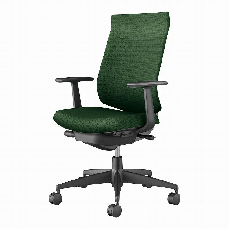 コクヨ 【メーカー直送】オフィスチェア ウィザード4 ハイバック T型肘 ブラック脚 本体ブラック C06-B212CU-BKG4Q61 フローリング用 ディープグリーン(代引不可)【送料無料】