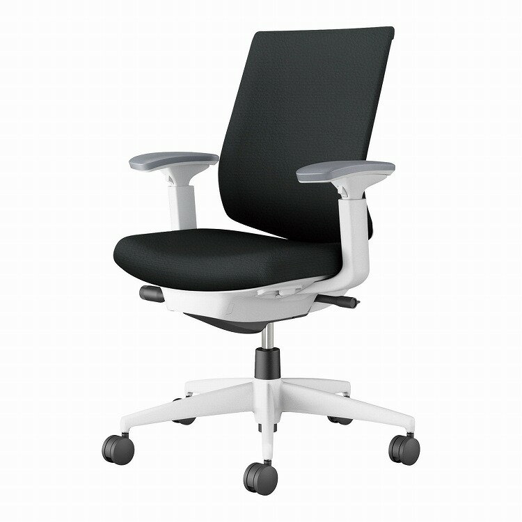 コクヨ 【メーカー直送】オフィスチェア ウィザード4 ローバック 可動肘 ホワイト脚 本体ホワイトグレー C06-W132SW-E1VZE61 カーペット用 ブラック(代引不可)【送料無料】